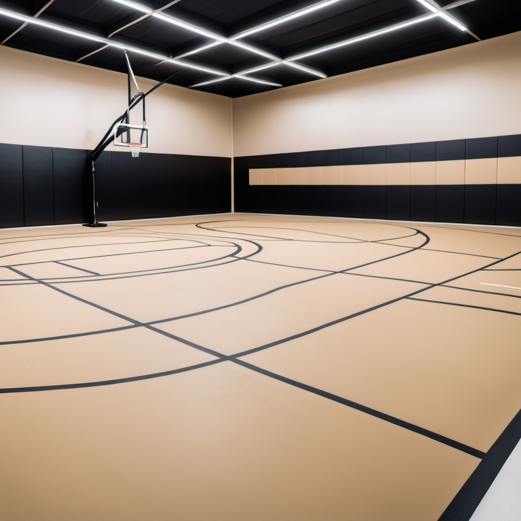 Basketbalveld met ingewikkelde patroonlijnen als illustratie van kwijtgeraakt overzicht